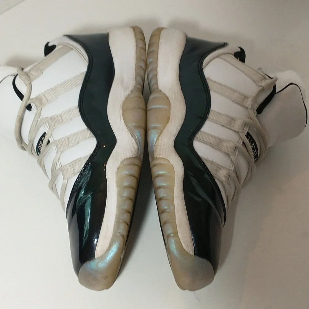 Nike Air Jordan 11 Retro Low, Iridescent Emerald And White Color, Youth Size 6.5